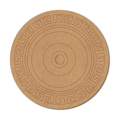 Greek Key Meander Pre Marked Round MDF Design 1