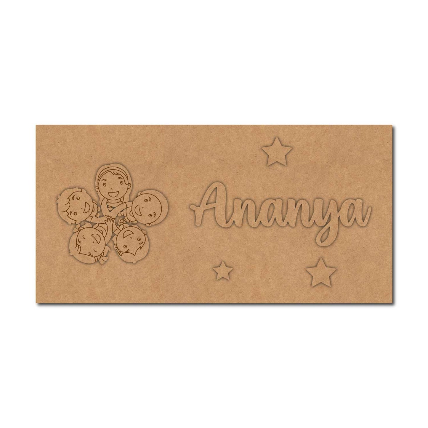 Group Of Friends Kids Nameplate MDF Design 1