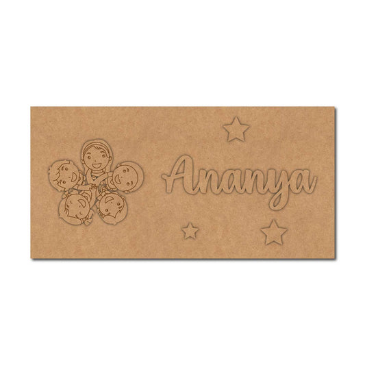 Group Of Friends Kids Nameplate MDF Design 1