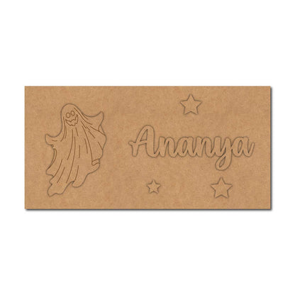 Halloween Ghost Kids Nameplate MDF Design 1