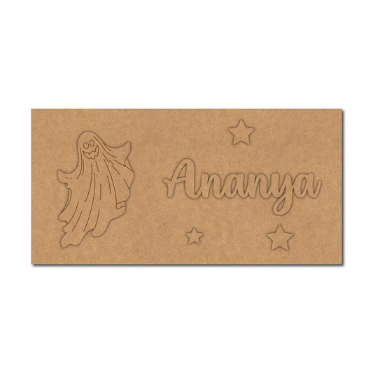 Halloween Ghost Kids Nameplate MDF Design 1