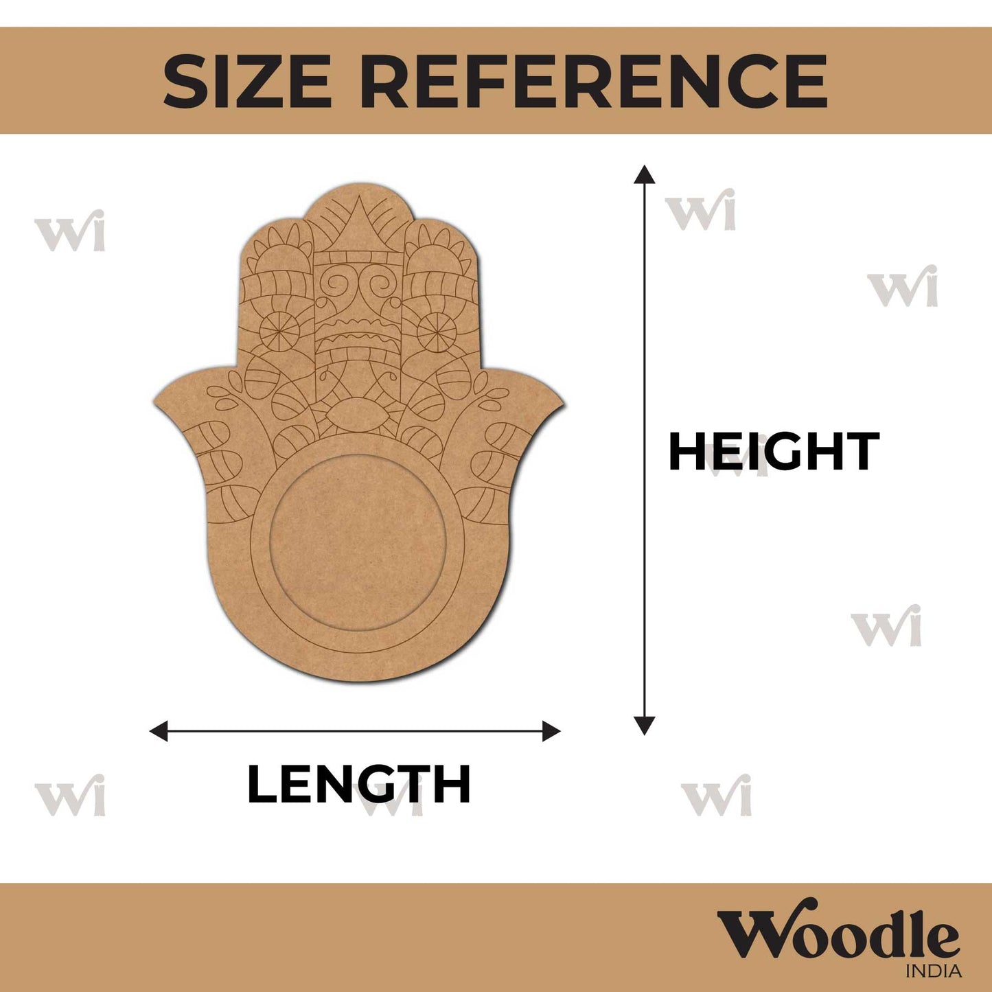 Hamsa Hand Diya Tealight Holder MDF Design 1