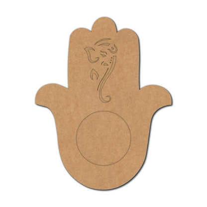 Hamsa Hand Ganesha Diya Tealight Holder MDF Design 1