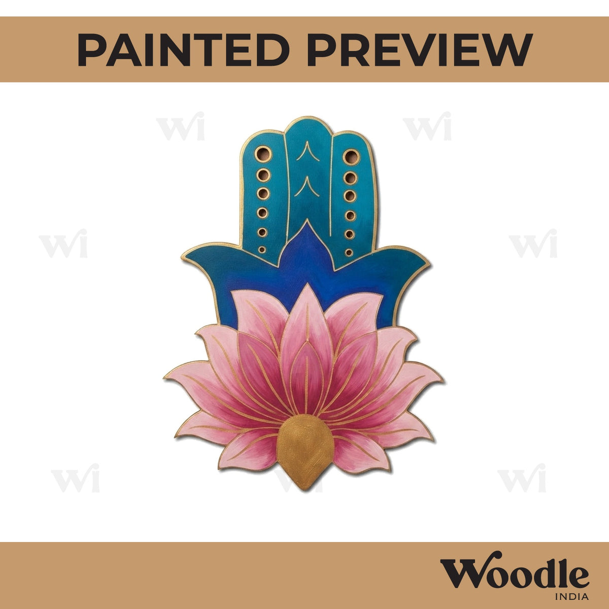 Hamsa Hand Lotus Pre Marked MDF Design 1