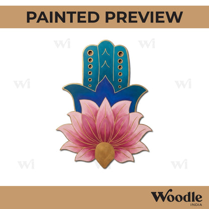 Hamsa Hand Lotus Pre Marked MDF Design 1