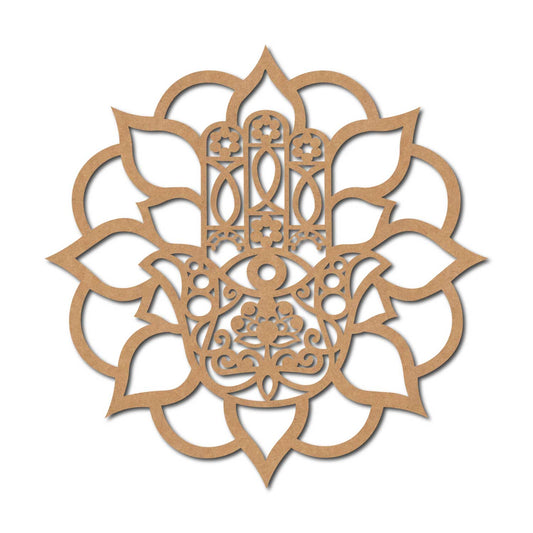 Hamsa Hand Mandala Cutout MDF Design 1