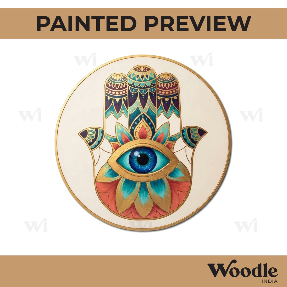 Hamsa Hand Pre Marked Round MDF Design 1