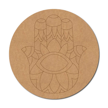 Hamsa Hand Pre Marked Round MDF Design 1