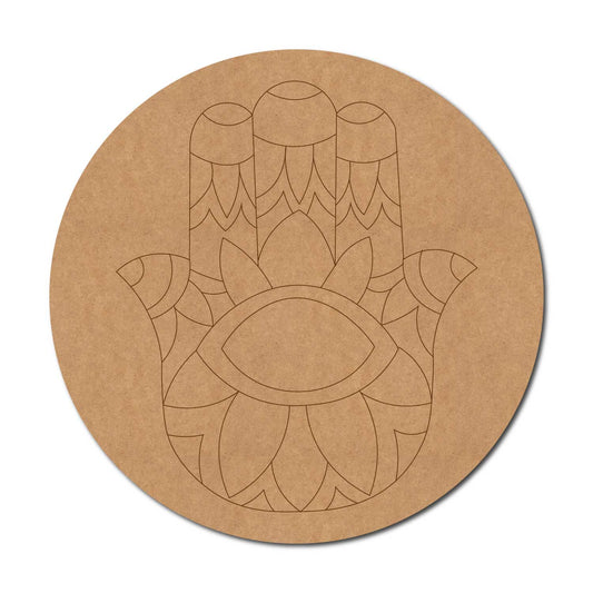 Hamsa Hand Pre Marked Round MDF Design 1