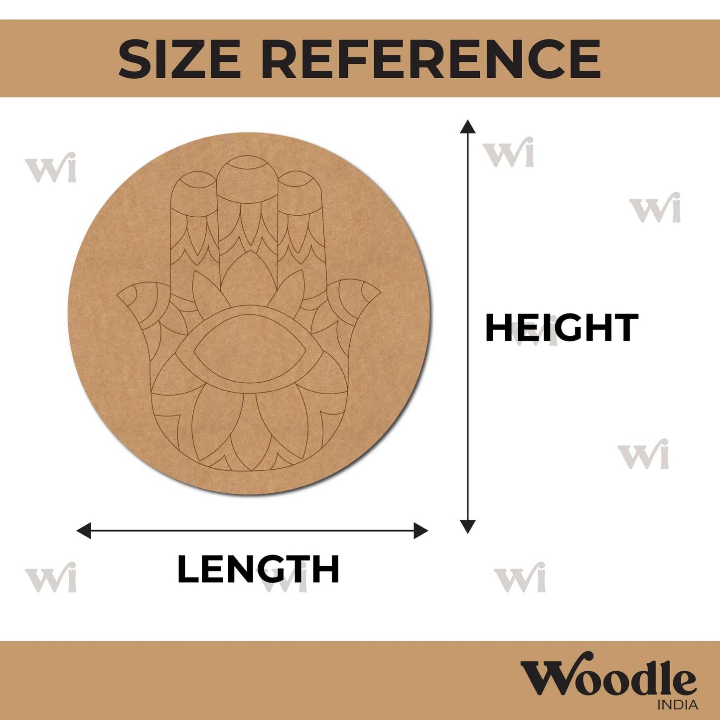 Hamsa Hand Pre Marked Round MDF Design 1