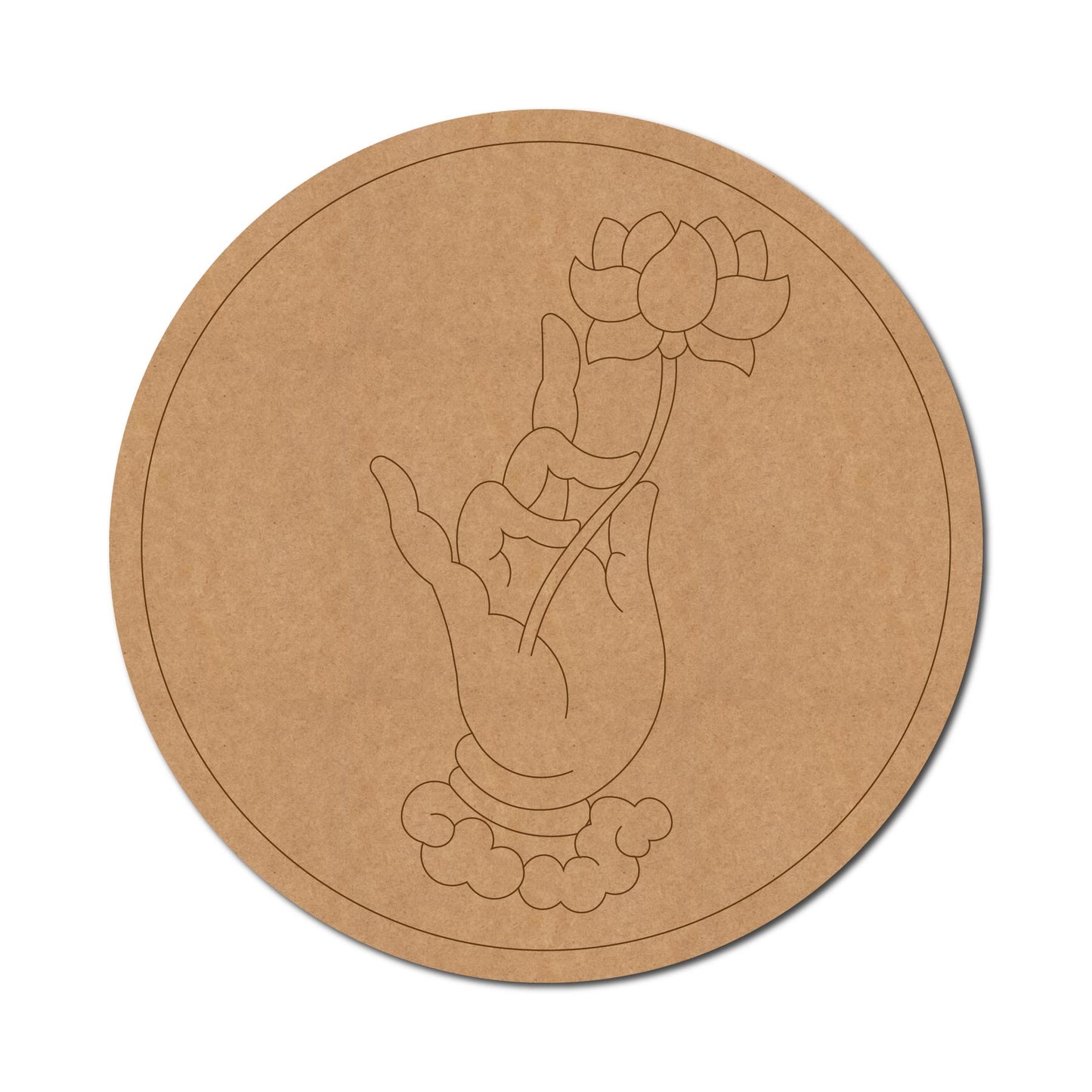 Hand Lotus Pre Marked Round MDF Design 2