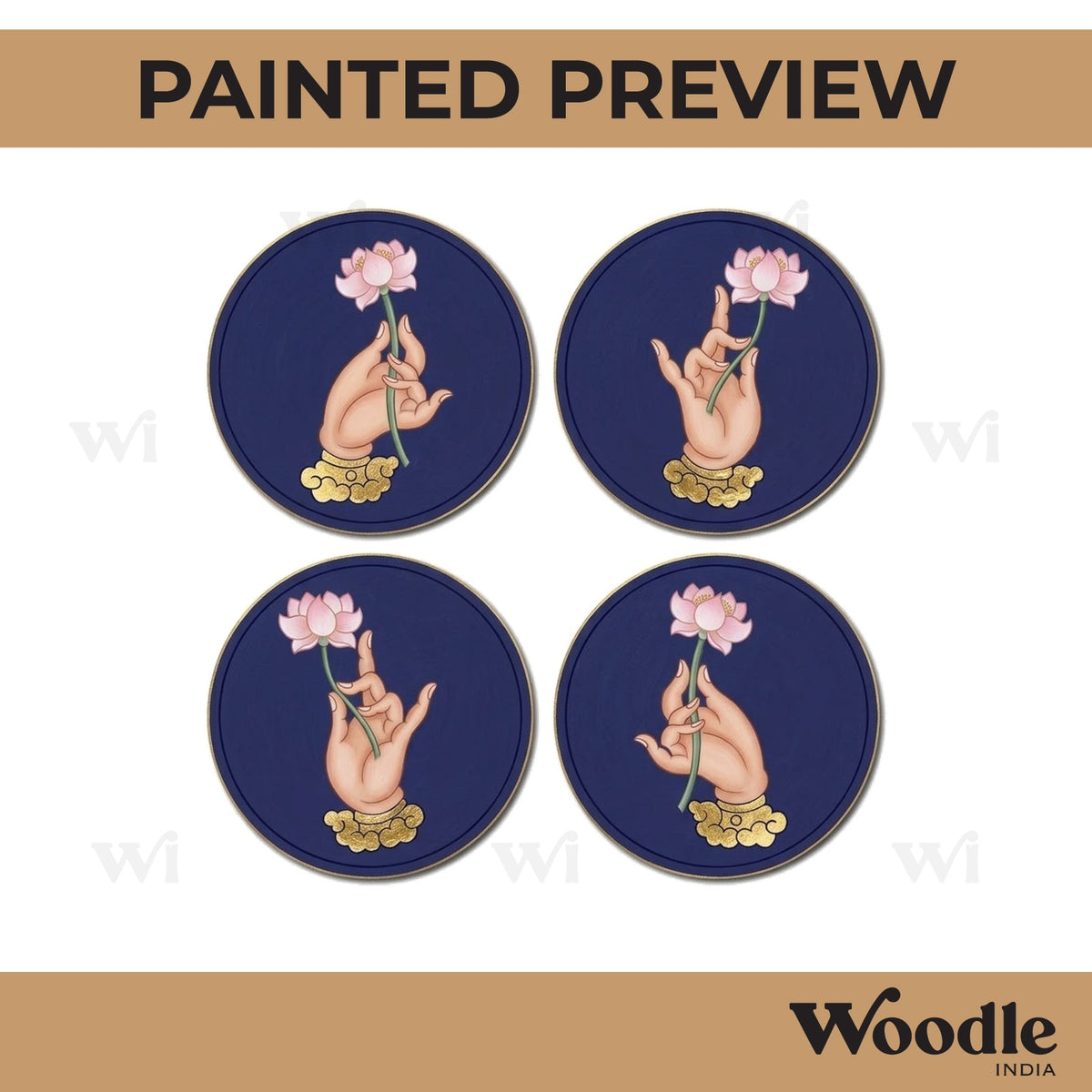 Hand Lotus Pre Marked Round Set MDF Design 1