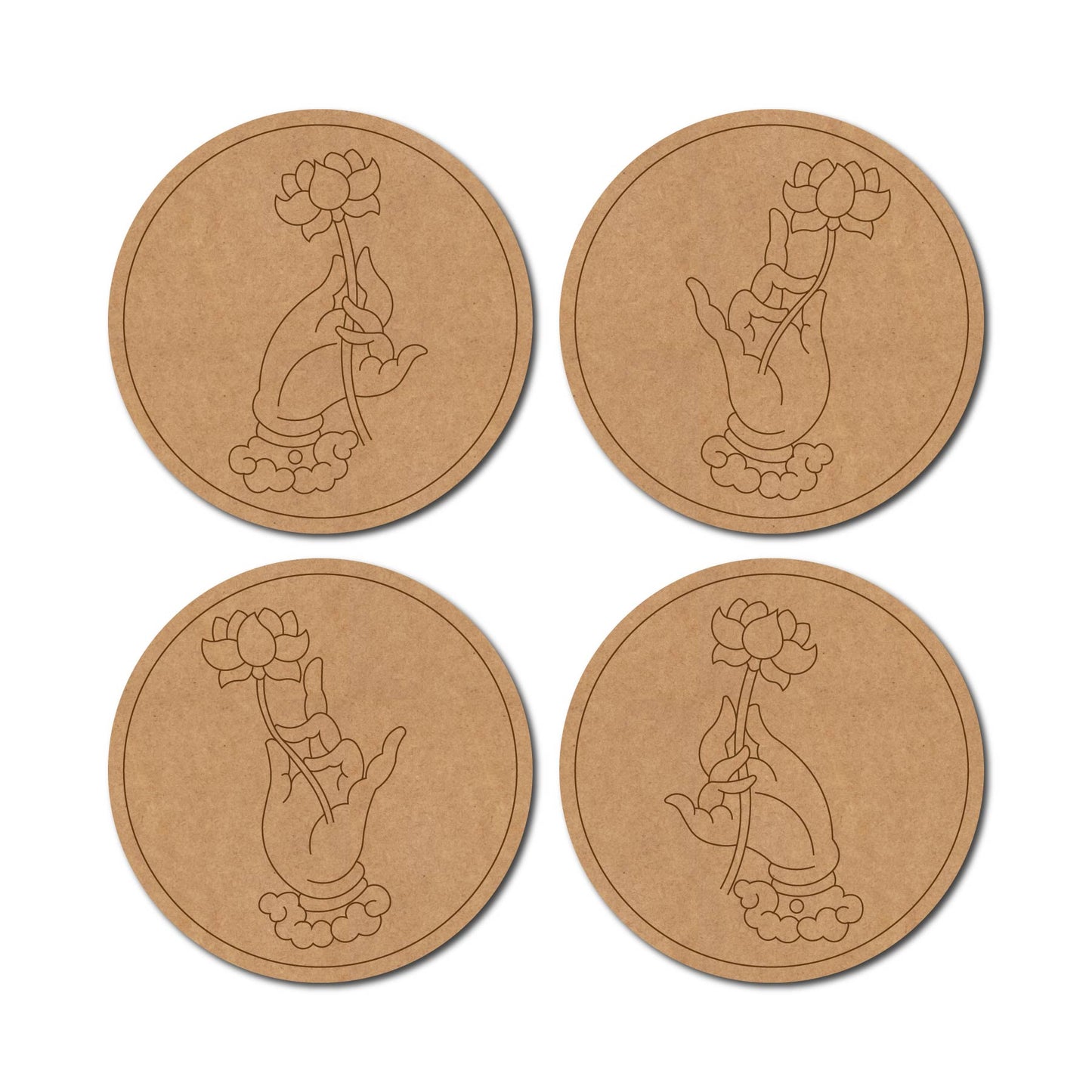 Hand Lotus Pre Marked Round Set MDF Design 1