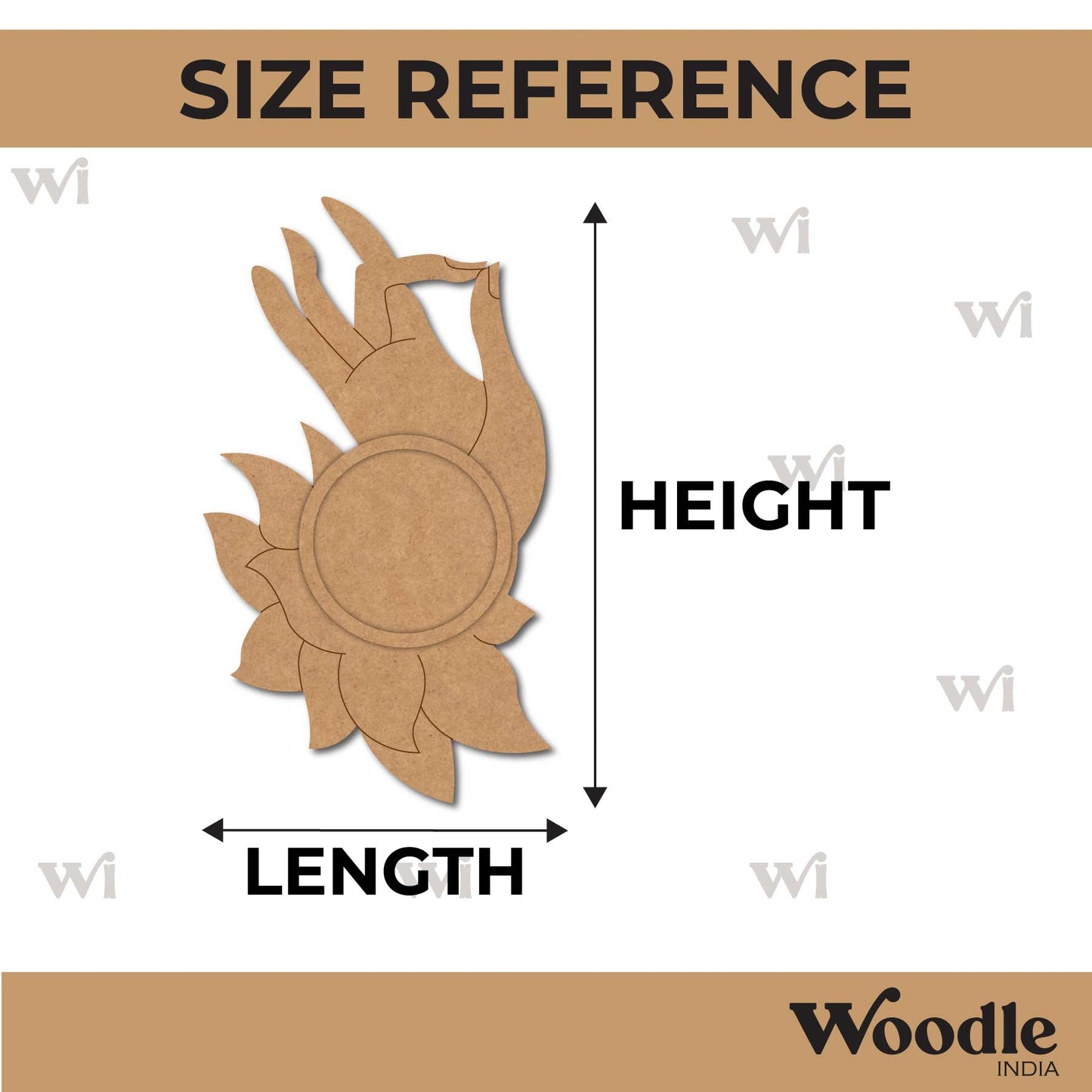 Hand Mudra Diya Tealight Holder Pre Marked MDF Design 1