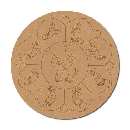 Hand Mudra Pre Marked Round MDF Design 1