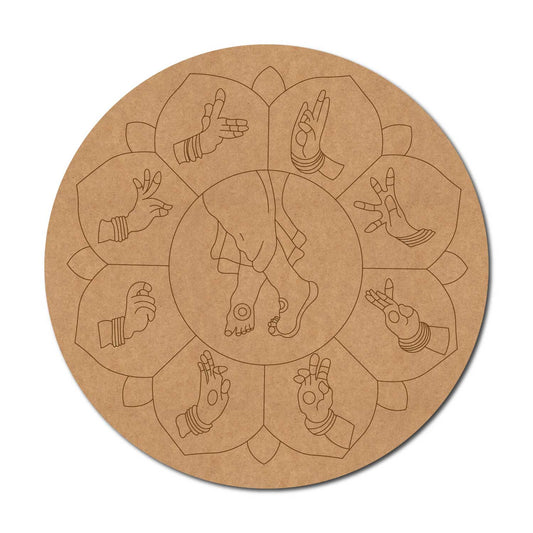 Hand Mudra Pre Marked Round MDF Design 1