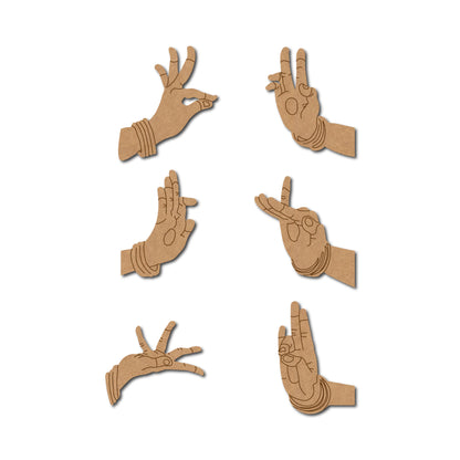 Hand Mudras Set Pre Marked MDF Design 1