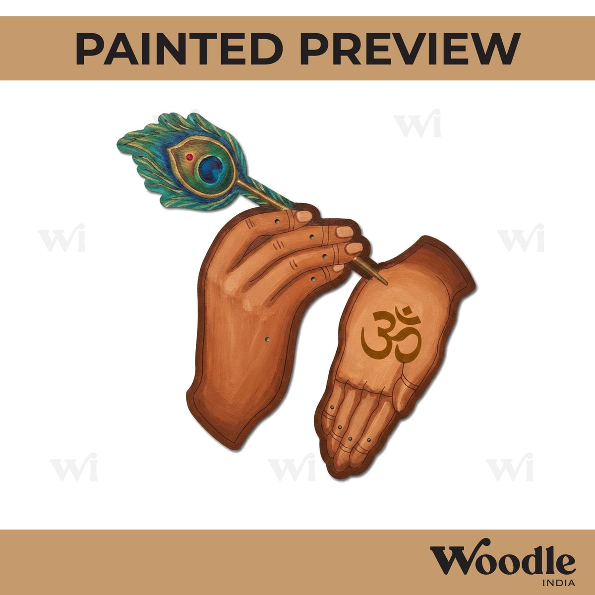 Hands Peacock Feather Quill Pre Marked MDF Design 1