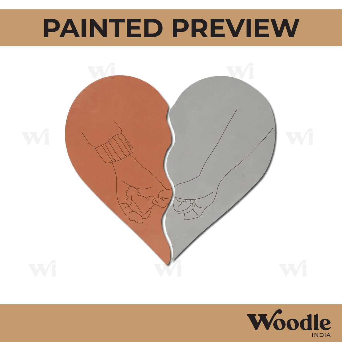 Hands Split Heart Pre Marked MDF Design 1