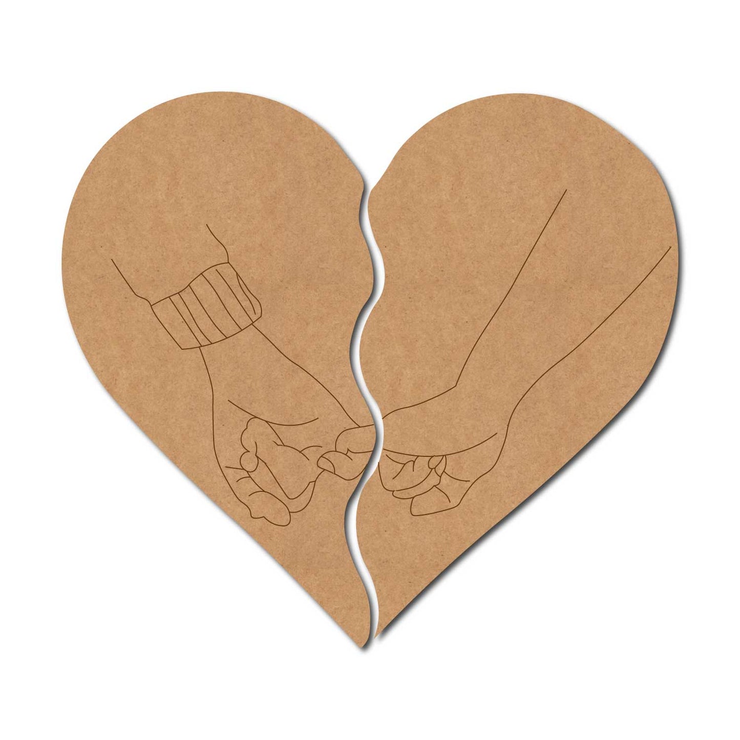 Hands Split Heart Pre Marked MDF Design 1