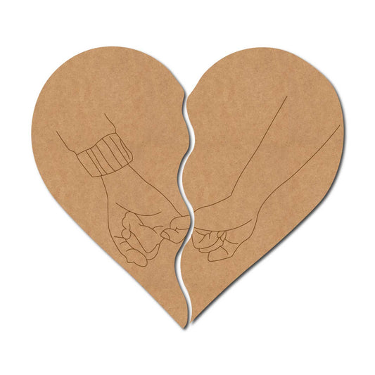 Hands Split Heart Pre Marked MDF Design 1