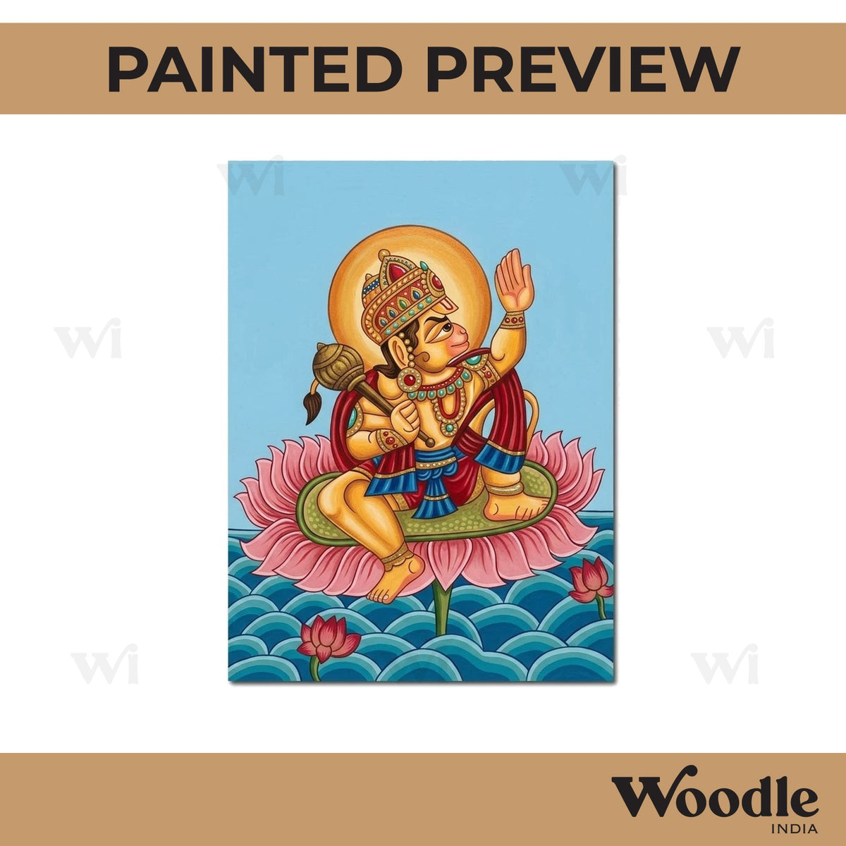 Hanuman Ji Pre Marked Rectangle MDF Design 1