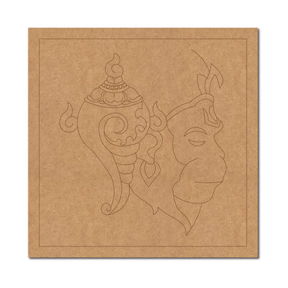 Hanuman Ji Shank Pre Marked Base MDF Design 1