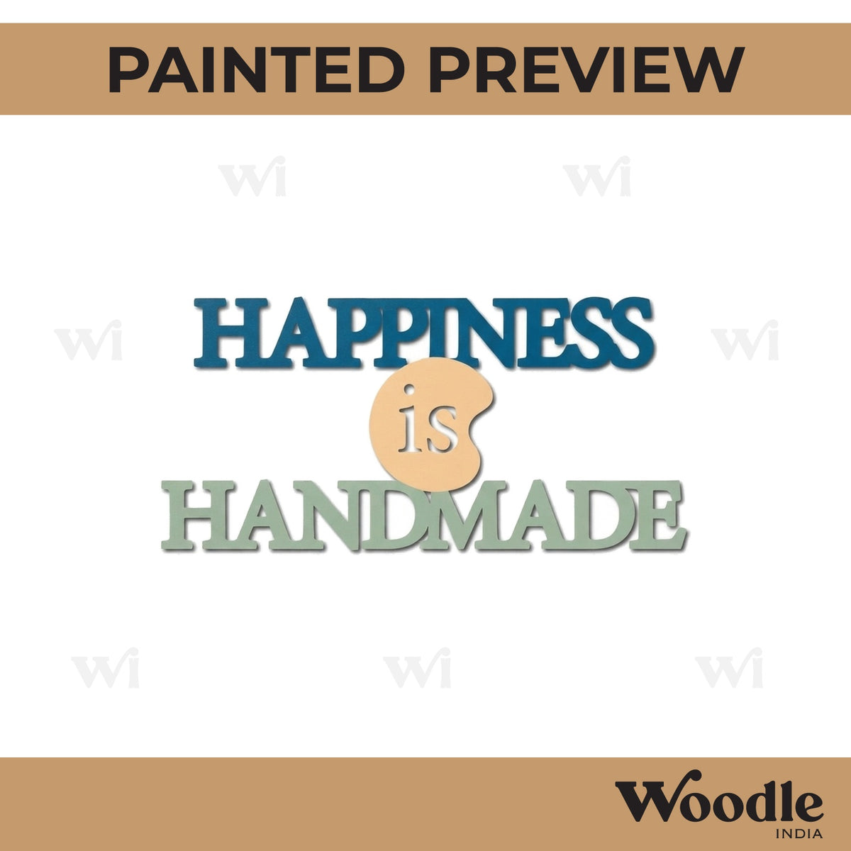 Happiness Is Handmade Text Cutout MDF Design 1