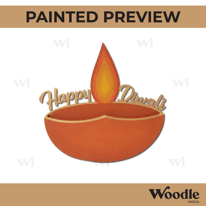 Happy Diwali Diya Pre Marked MDF Design 1