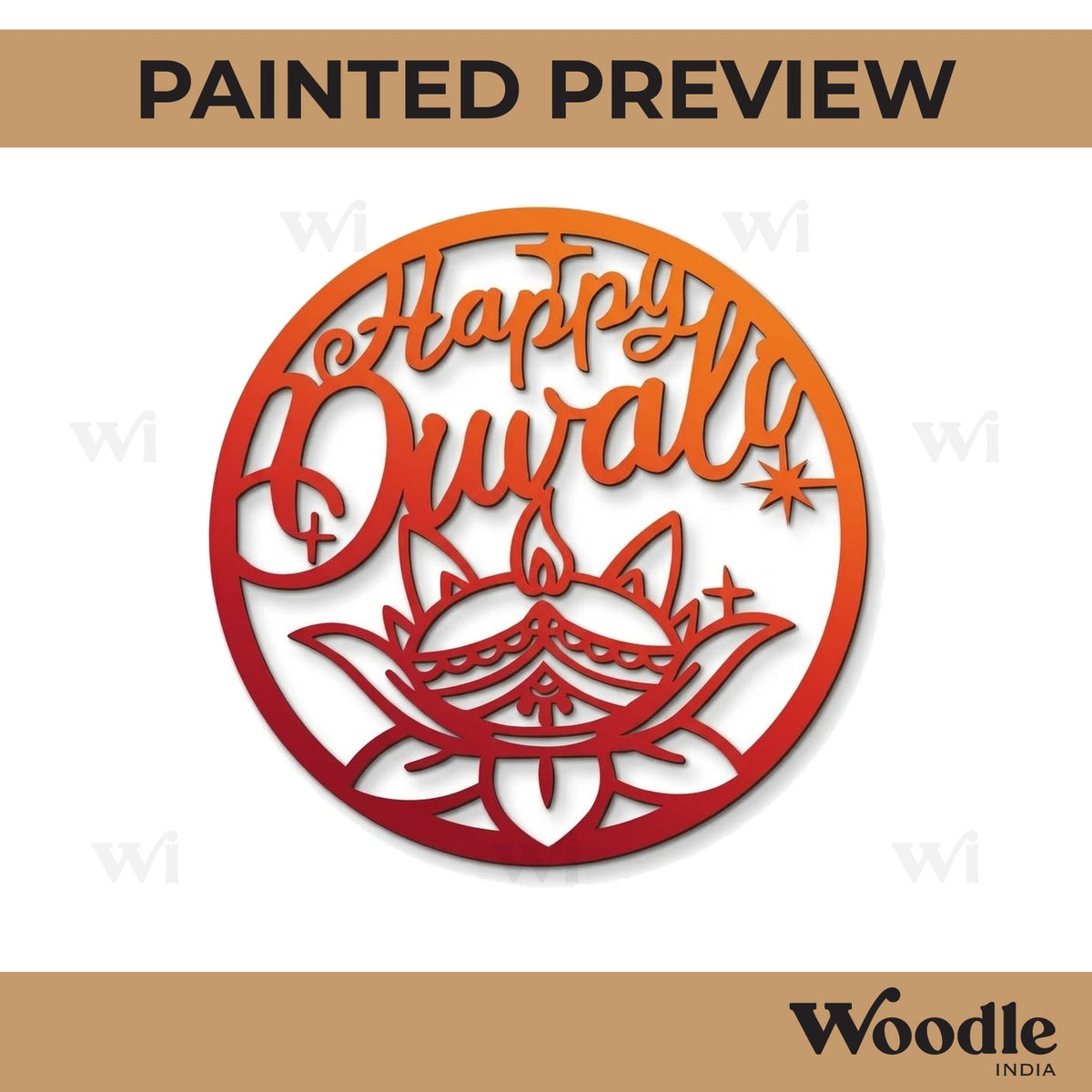 Happy Diwali Round Cutout MDF Design 1