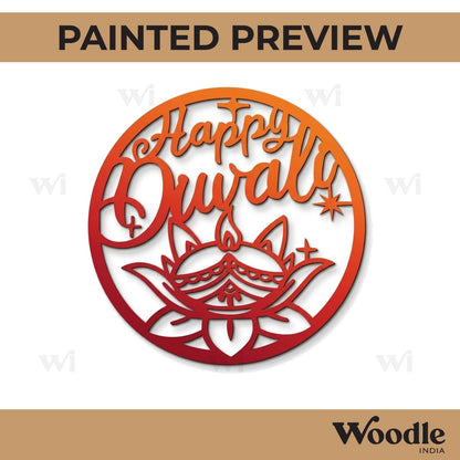Happy Diwali Round Cutout MDF Design 1