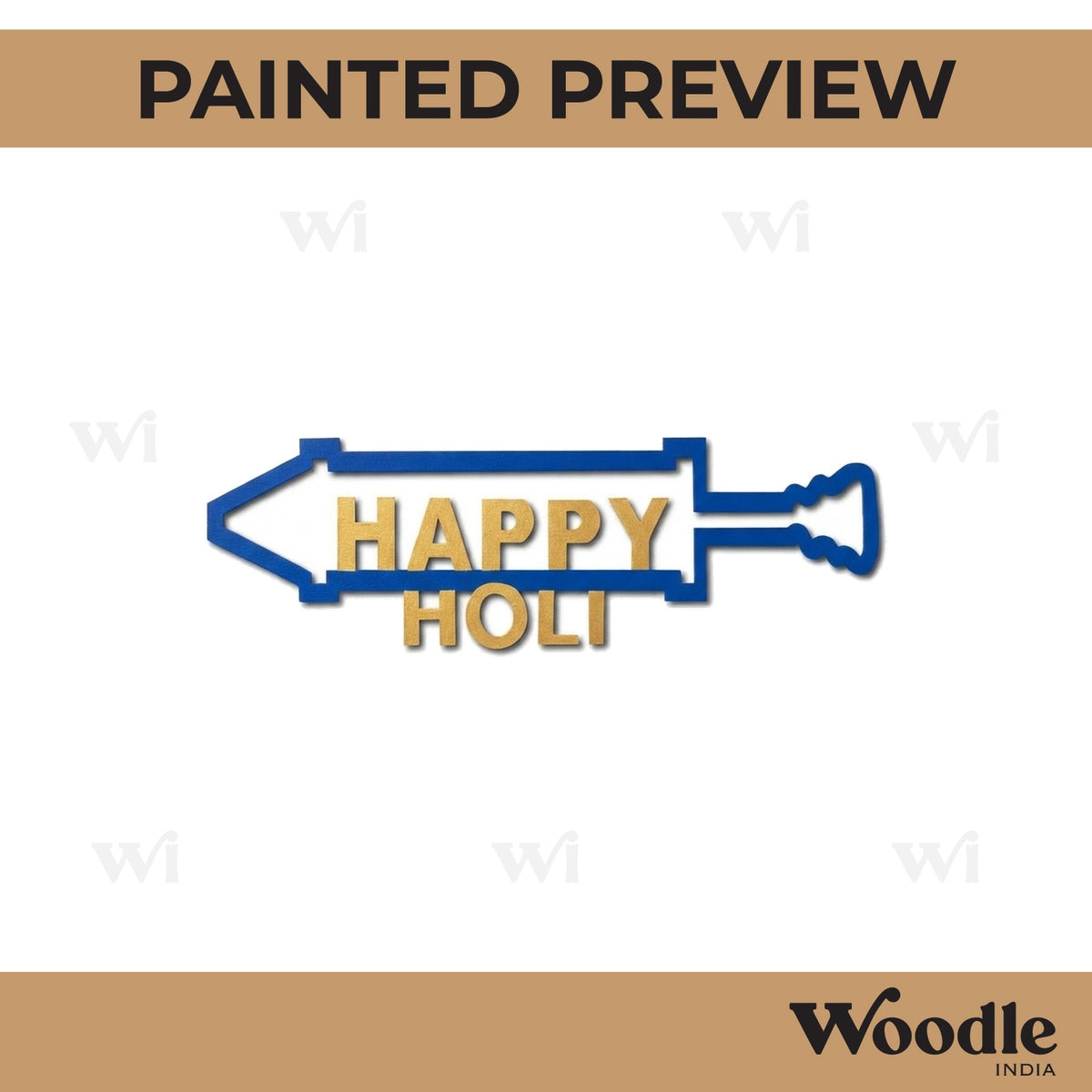Happy Holi Pichkari Cutout MDF Design 1