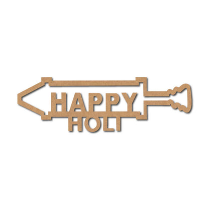 Happy Holi Pichkari Cutout MDF Design 1