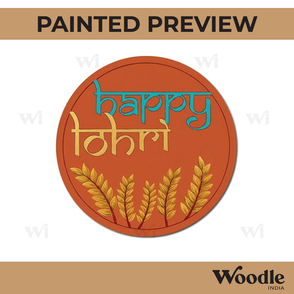 Happy Lohri Pre Marked Round MDF Design 1