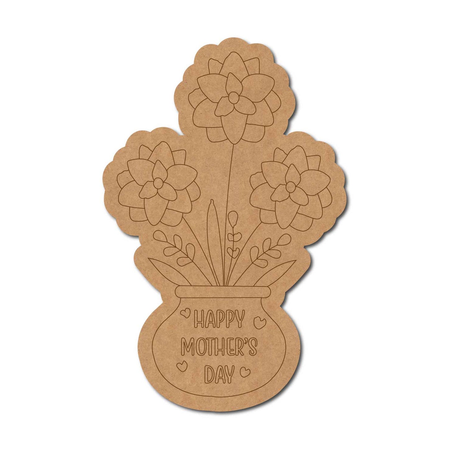 Happy Mother's Day Flower Vase Pre Marked MDF Design 1