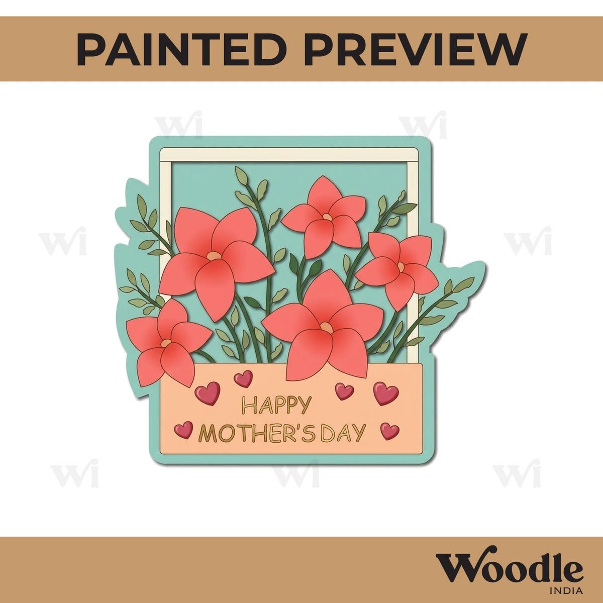 Happy Mother's Day Text Pre Marked Base MDF Design 3