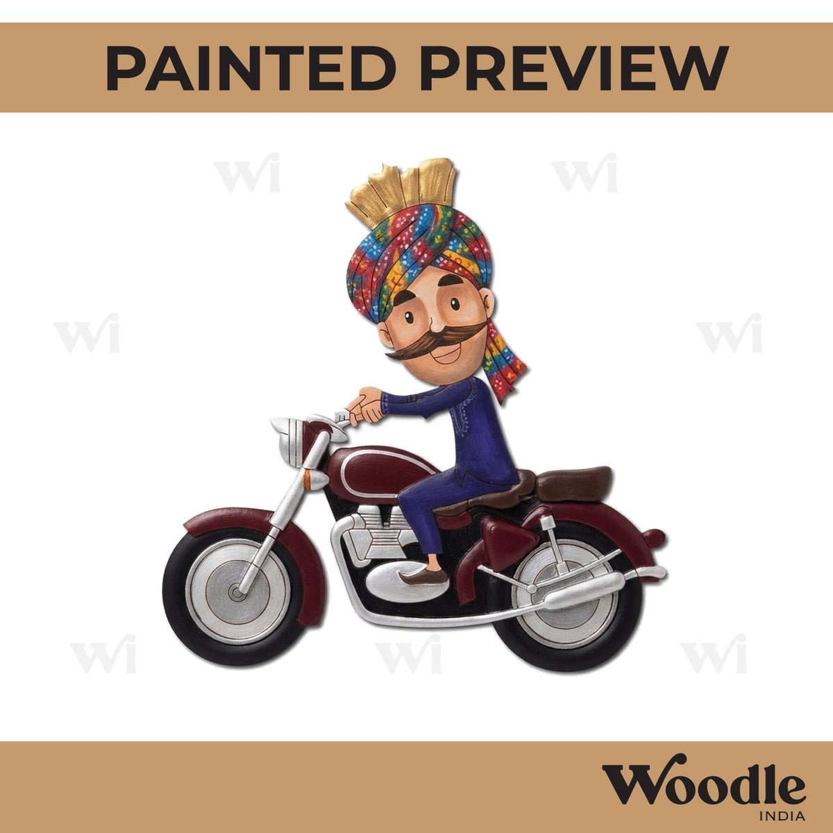Haryanvi Man On Motorcycle Pre Marked MDF Design 1