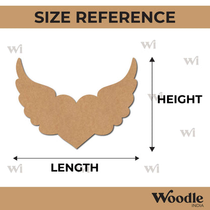 Heart Angel Wings Cutout MDF Design 1