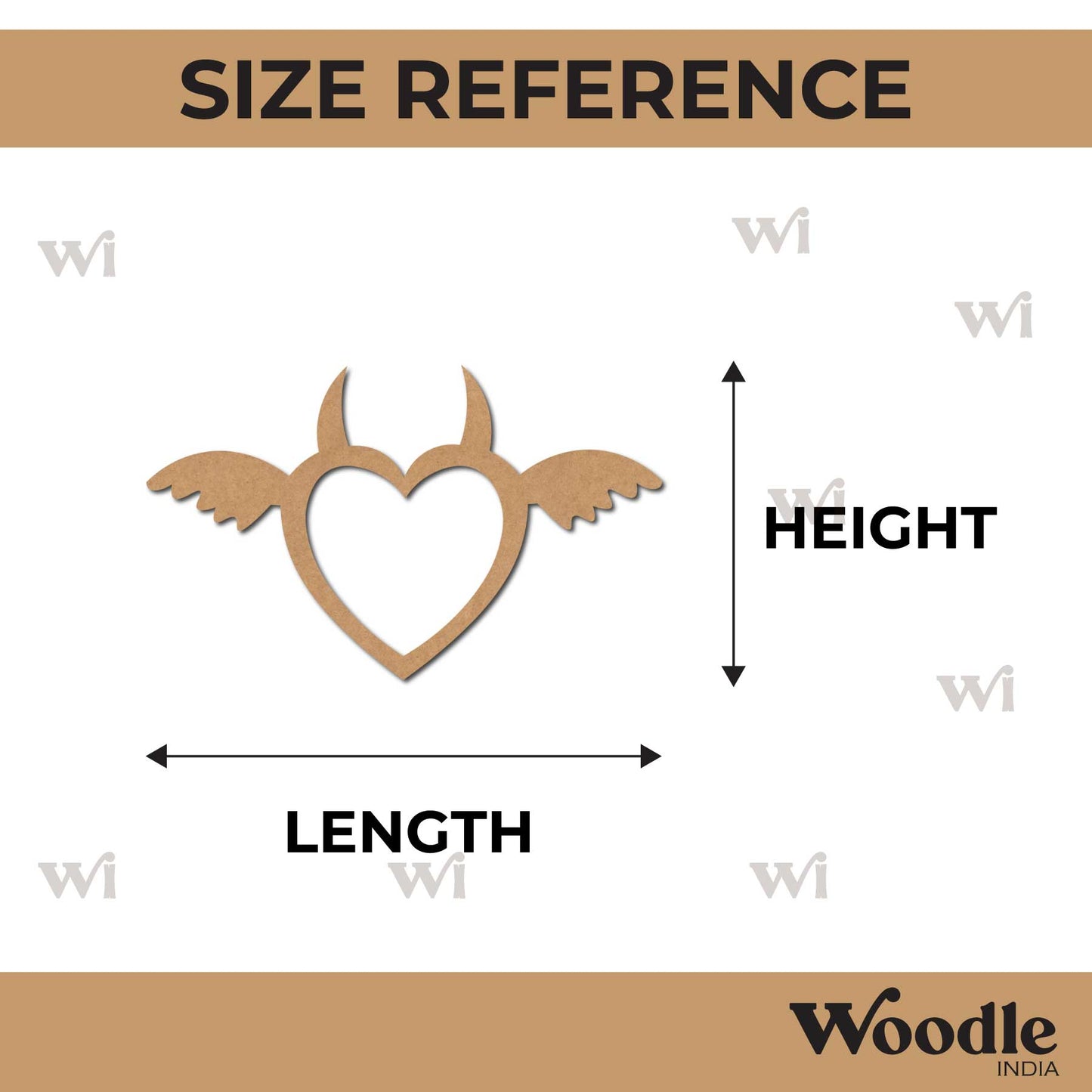 Heart Devil Angel Wings Cutout MDF Design 1