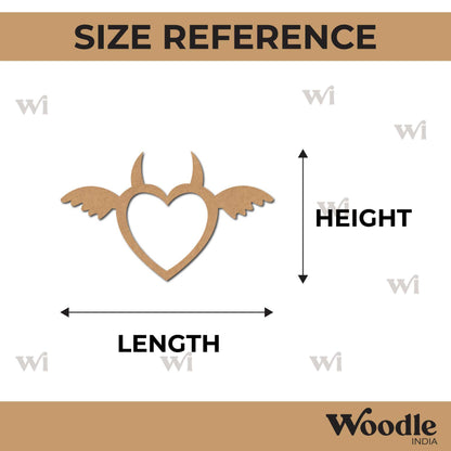 Heart Devil Angel Wings Cutout MDF Design 1