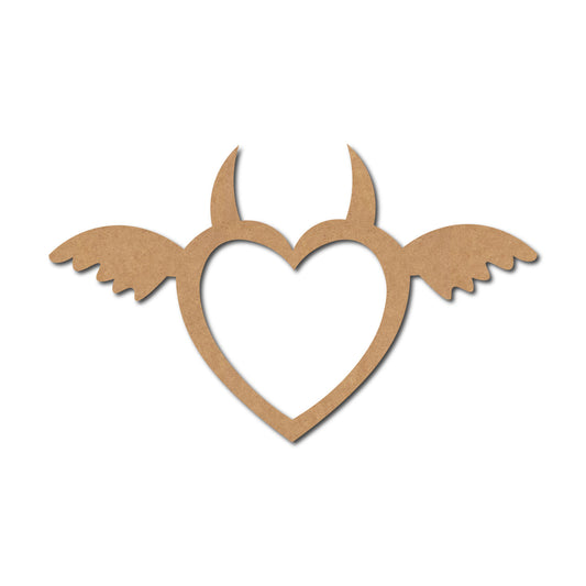 Heart Devil Angel Wings Cutout MDF Design 1