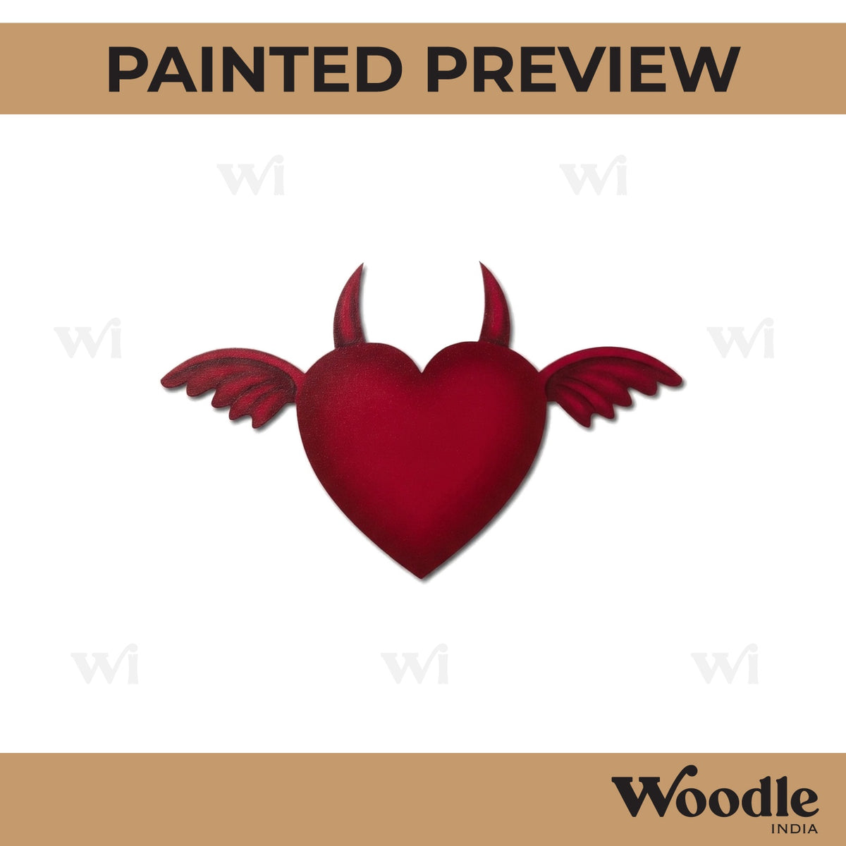 Heart Devil Angel Wings Cutout MDF Design 2