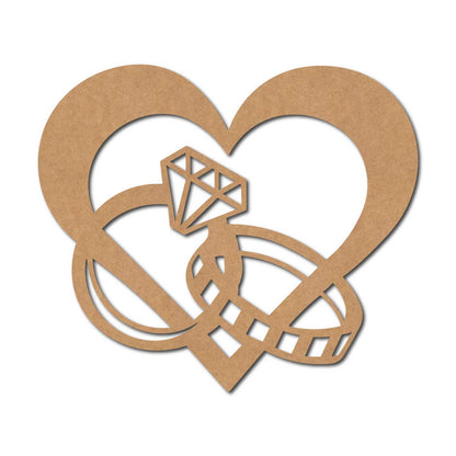 Heart Rings Cutout MDF Design 1