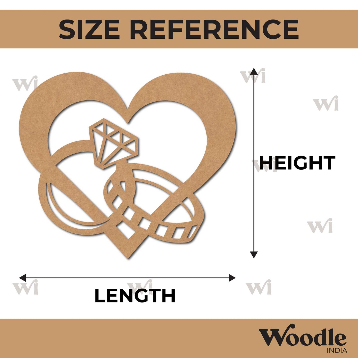 Heart Rings Cutout MDF Design 1