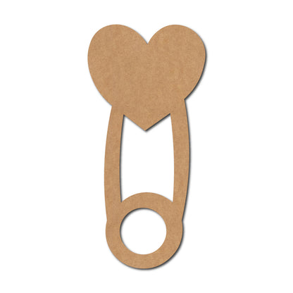 Heart Safety Pin Cutout MDF Design 1