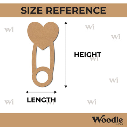 Heart Safety Pin Cutout MDF Design 1