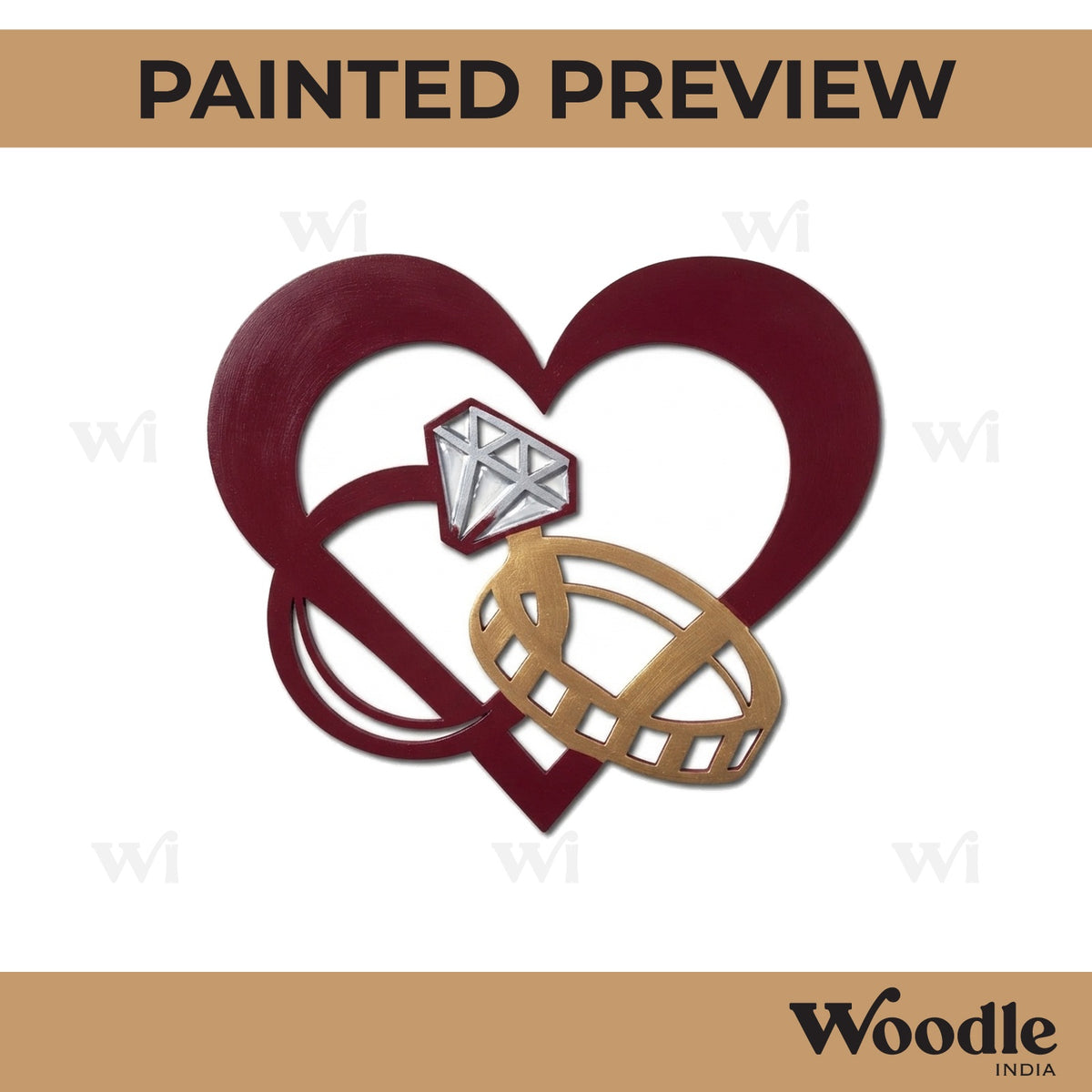 Heart Rings Cutout MDF Design 1