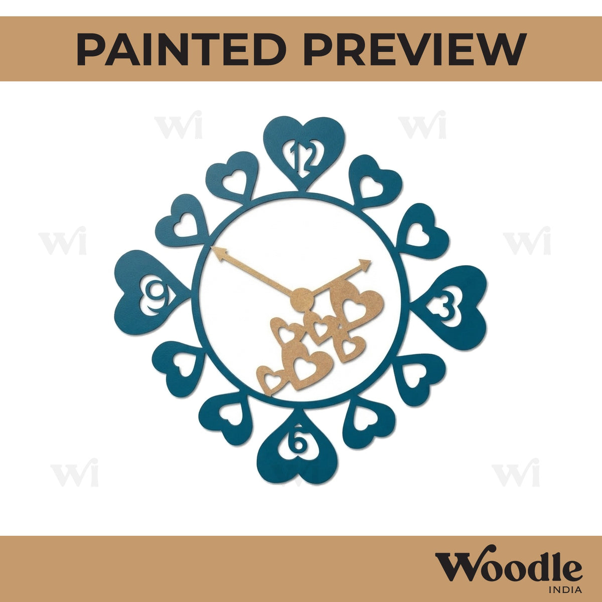 Hearts Clock Cutout MDF Design 1