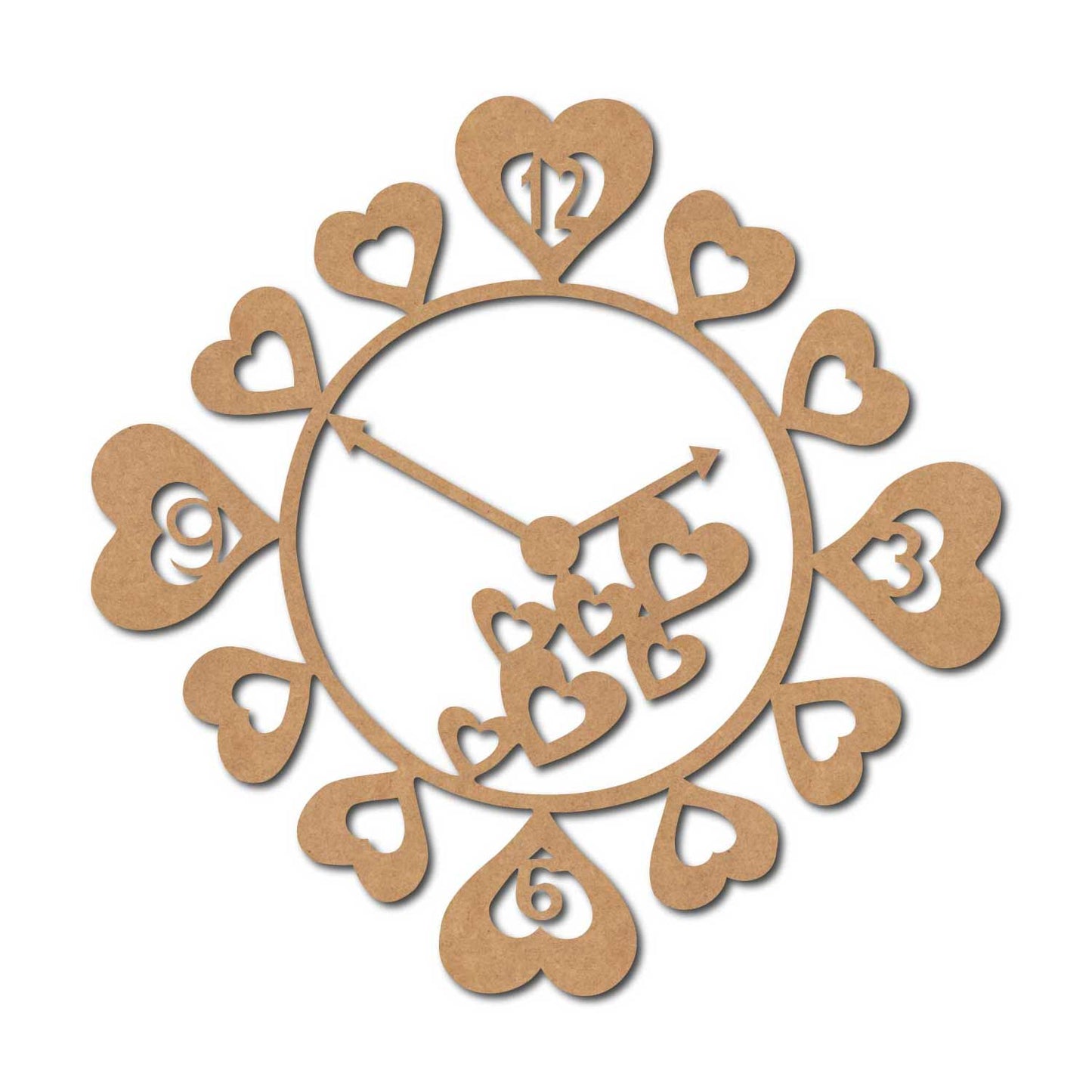 Hearts Clock Cutout MDF Design 1