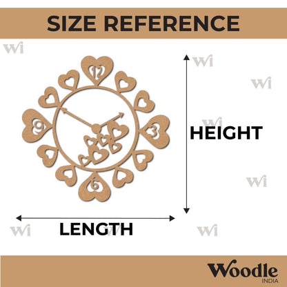 Hearts Clock Cutout MDF Design 1